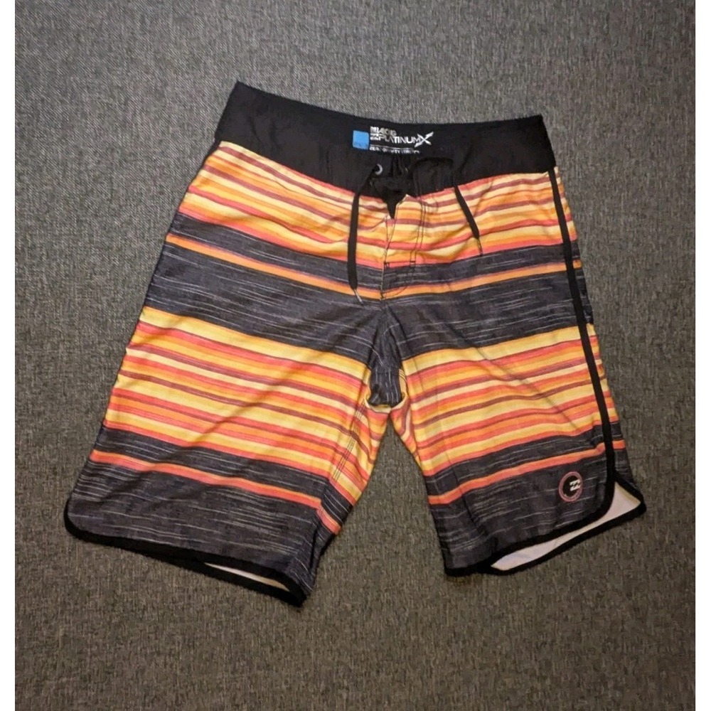 Billabong Platinum X Striped Logo Board Shorts Mens Size 32 Multi Coloured Swim